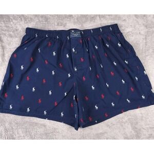 Polo Ralph Lauren Boxer Shorts Blue Pony Print Cotton Mens XL